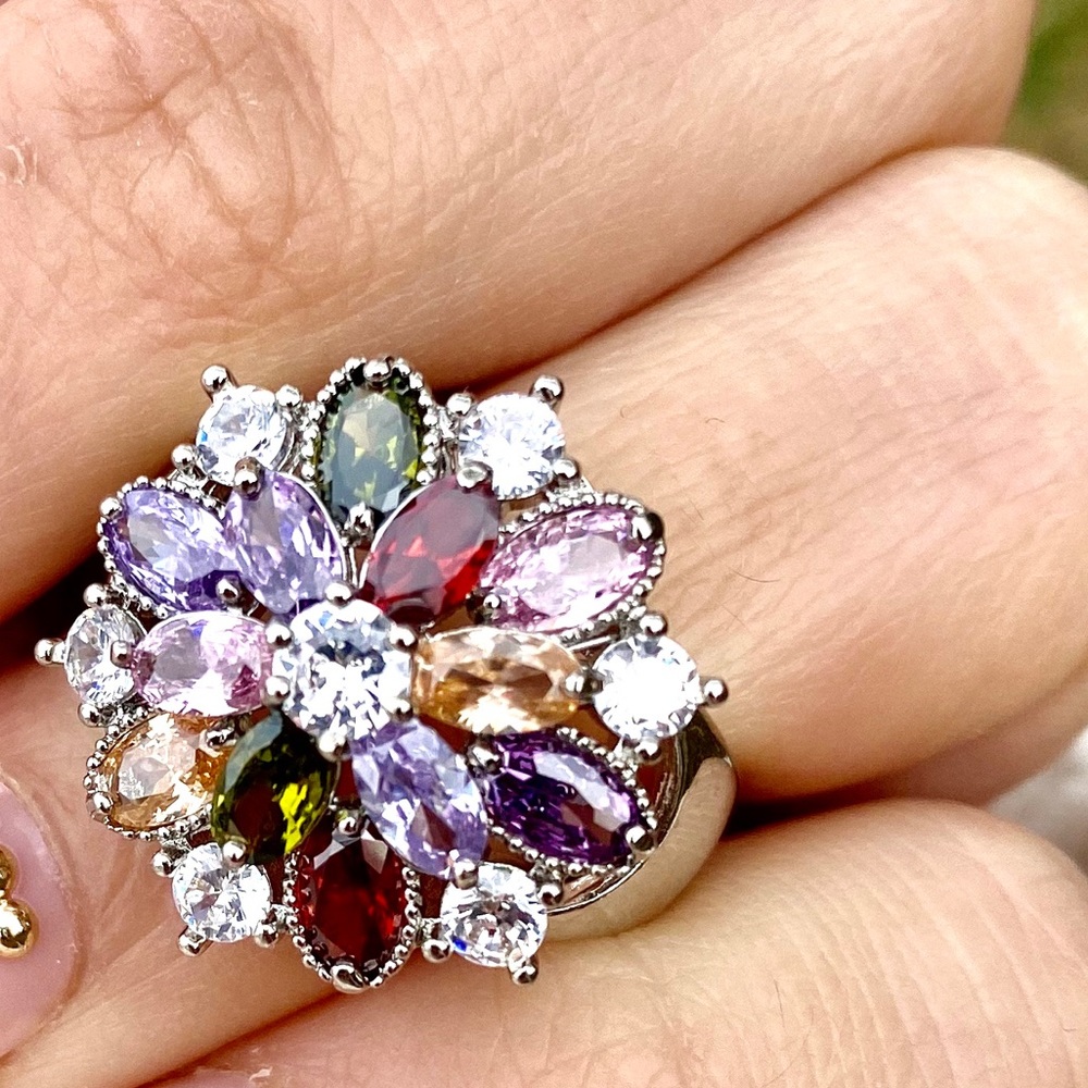 NEW 925 Sterling Silver Multicolor 🌸 Ring